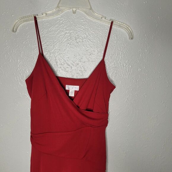 Loft Ann Taylor Womens Size 4 Shift Dress Surplice Vneck Sleeveless Cocktail Red - Picture 3 of 7